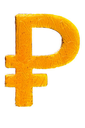 World currency signs shaped sugar sweet candies isolatedの写真素材