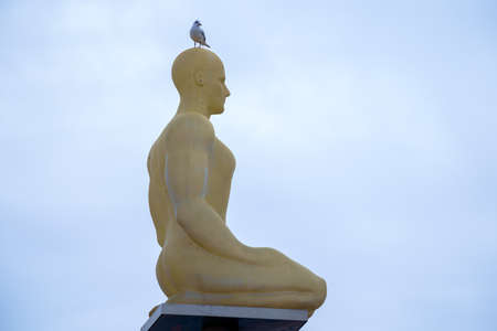 Glowing statue on the Place Massena in Niceの写真素材