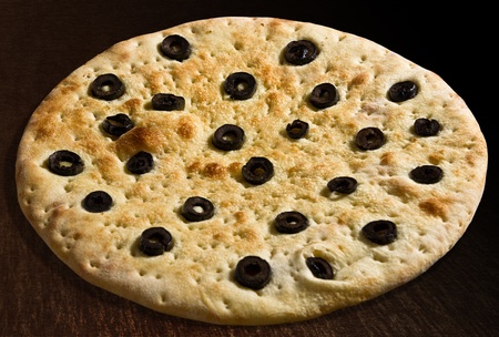 Focaccia with olivesの写真素材
