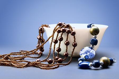 Bowl with jewelriesの写真素材