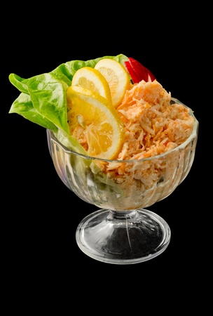 Carrot salad with mayonnaise in a glassの写真素材