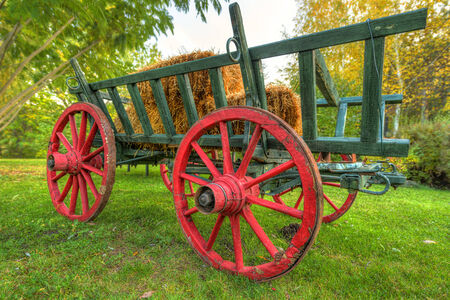 Old cart filled with hay  HDR の写真素材
