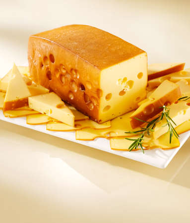 Ararangement with radamer cheese on a plate の写真素材