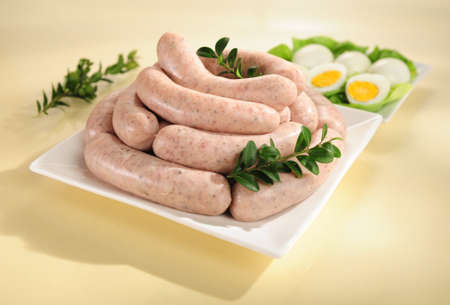 White sausage on a plateの写真素材