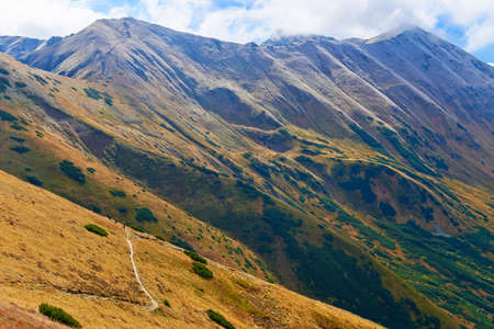 Trail in The Tatra Mountains  View from Trzydniowianski Wierch - 1758 m  の写真素材