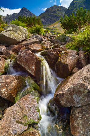 Beautiful nature landscape rocks stones Gasienica Valley High Tatra Mountains Carpathians Poland spring summerの写真素材