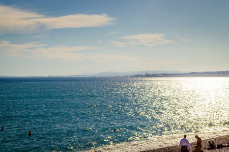 Beautiful beach and sea in Nice, Cote dAzur, France