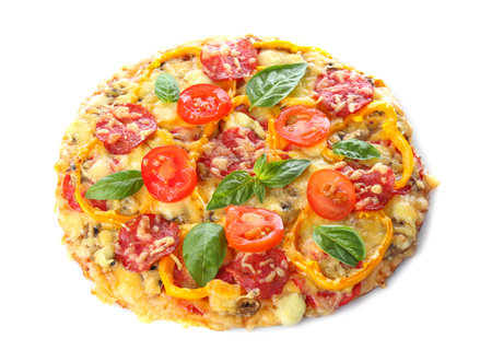 Tasty Italian pizza isolated on whiteの写真素材