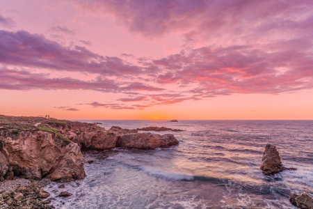 Sunset over the Atlantic Ocean in Tarragona, Spainの写真素材