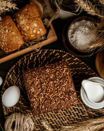 various bread and salt pileの写真素材