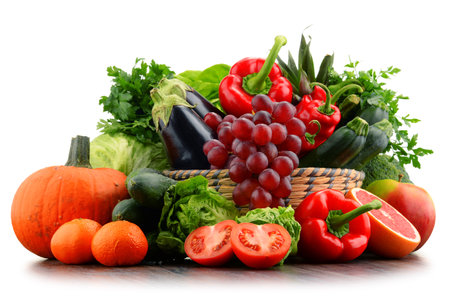 Composition with variety of fresh vegetables and fruits. Detox diet.の写真素材