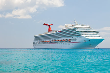 Luxury Cruise Ship Anchored in the Cayman Islandsの写真素材