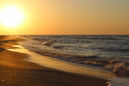 Colorful dawn over the sea. Nature composition.の写真素材