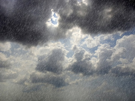 Rainy sky with cloud and rain drops. Rainy weather.