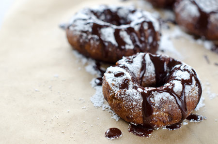 Doughnut with chocolate selective focusの写真素材