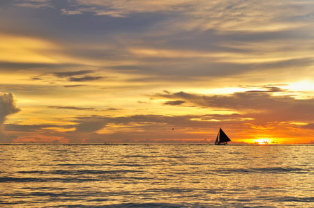 Beautiful sunset at Boracay, Philippinesの写真素材