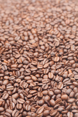 Roasted coffee beans background. Close up of roasted coffee beans.の写真素材