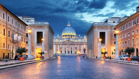 Vatican city at night, Rome - nobodyの写真素材