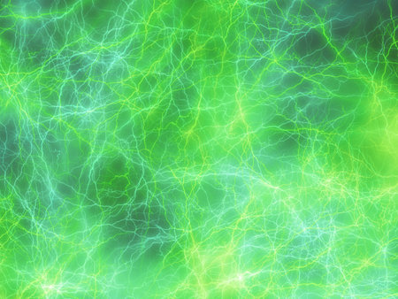 Green lightning on a green background, computer generated abstract background, 3D renderのeditorial素材