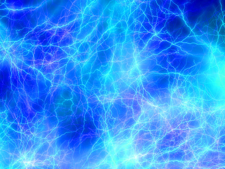 Blue lightning abstract background with some smooth lines in it (computer generated, fractal abstract background)のeditorial素材