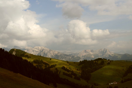 Mountain landscape in Alpe di Siusi, South Tyrol, Italyのeditorial素材