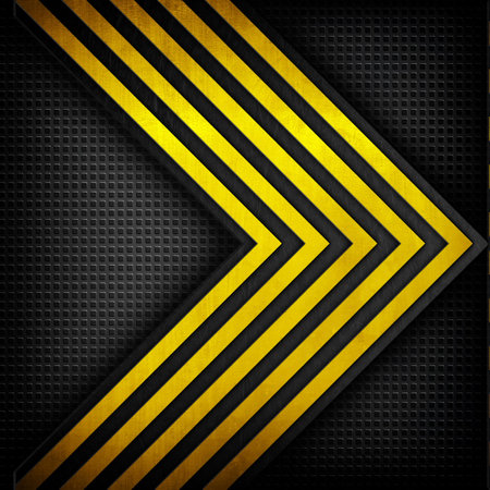 Black and yellow arrow on black carbon fiber background. Vector illustration.のeditorial素材