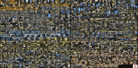3d illustration of a collage of many abstract images of the cityのeditorial素材