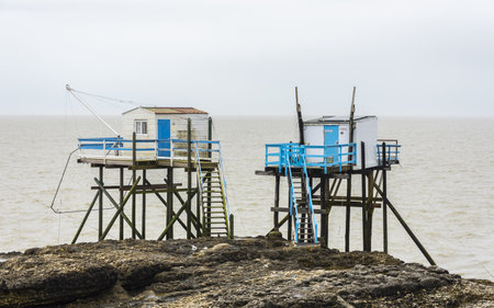 Fishing huts on the coast of the Baltic Sea, Germanyのeditorial素材