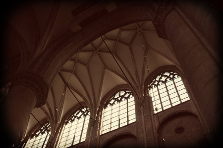interior of a church in germany photographed in sepia