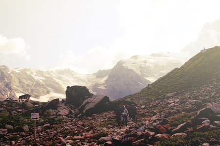 Hikers in Himalayas, Annapurna Circuit Trek, Nepal