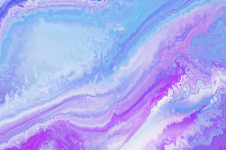 Abstract blue and pink marble background. Watercolor hand drawn marbling illustration.