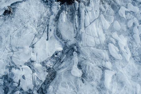 Ice texture. Close up of blue ice surface. Natural background.のeditorial素材