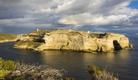 A view of the cliffs at Bonifacio, Corsica, Franceのeditorial素材