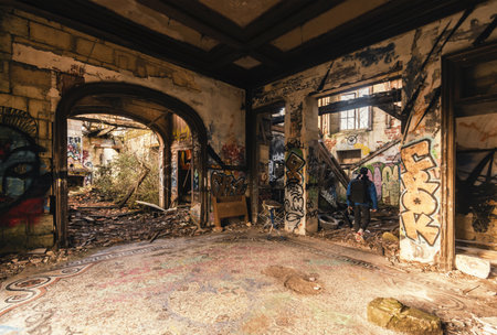 Ruins of a very heavily polluted industrial factory, place was known as one of the most polluted towns in Europe.のeditorial素材