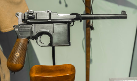 Old machine gun in the museum. Selective focus. Shallow depth of field