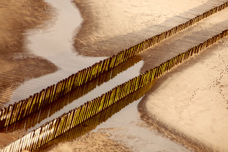 abstract of metal line in the water   for background usedのeditorial素材