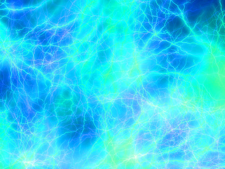 Abstract background with lightning in blue and green colors. Computer generated graphics.