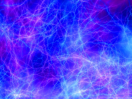 Lightning in the dark blue sky. Computer generated abstract background.