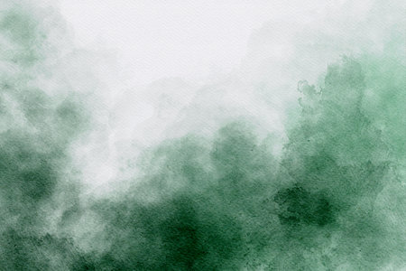 Abstract green watercolor on paper texture can use as background. Digital art painting.のeditorial素材