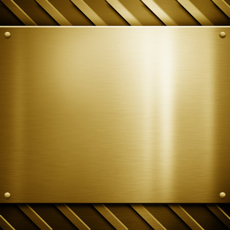 Metal background or texture of brushed steel plate with reflections Iron plate and shiny goldのeditorial素材