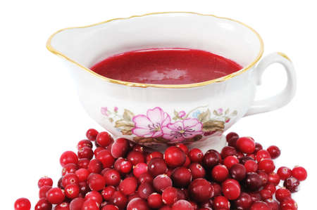 cranberry sauce in a sauce-boatの写真素材