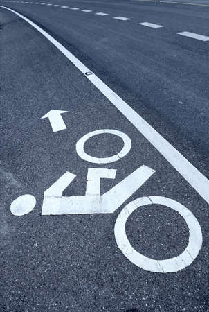 Sign of a bike or bicycle laneの写真素材