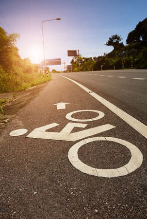 Sign of a bike or bicycle laneの写真素材