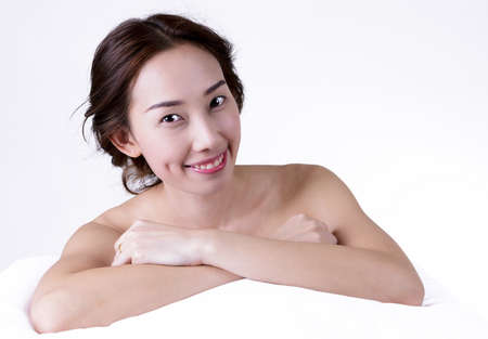 Beautiful Asian woman with action
