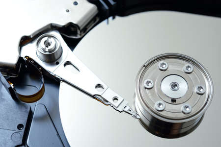 Inside view of hard disk computerの写真素材