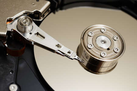 Inside view of hard disk computerの写真素材