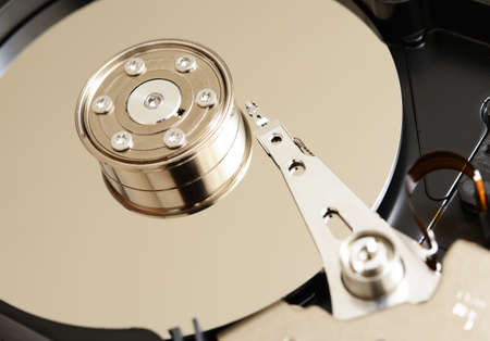 Inside view of hard disk computerの写真素材