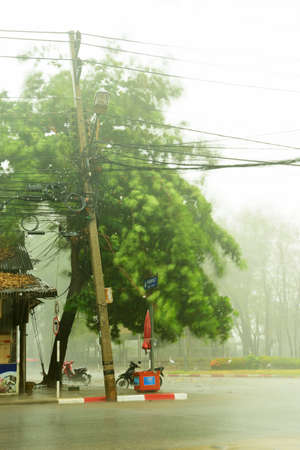 Heavy rain in the city of Thailandの写真素材