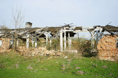 ruins. old abandoned ruined farm. devastation. ruins and remains of an old abandoned ruined farm.の写真素材