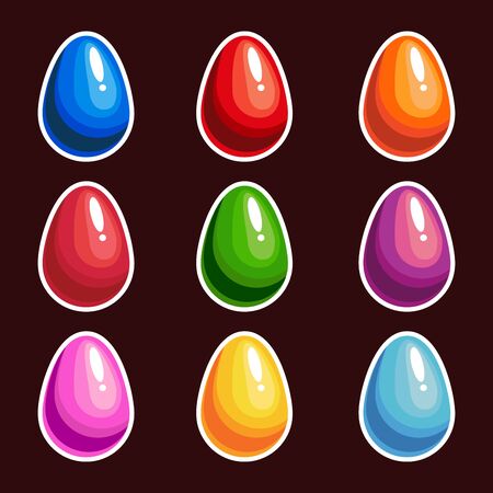 Set of cartoon eggs Easter collection illustration.のイラスト素材